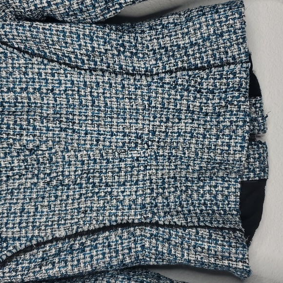 WHBM Blazer Jacket Tweed Full Zip Collared Lined Poly Acrylic Blue Womens 0 - Picture 9 of 10